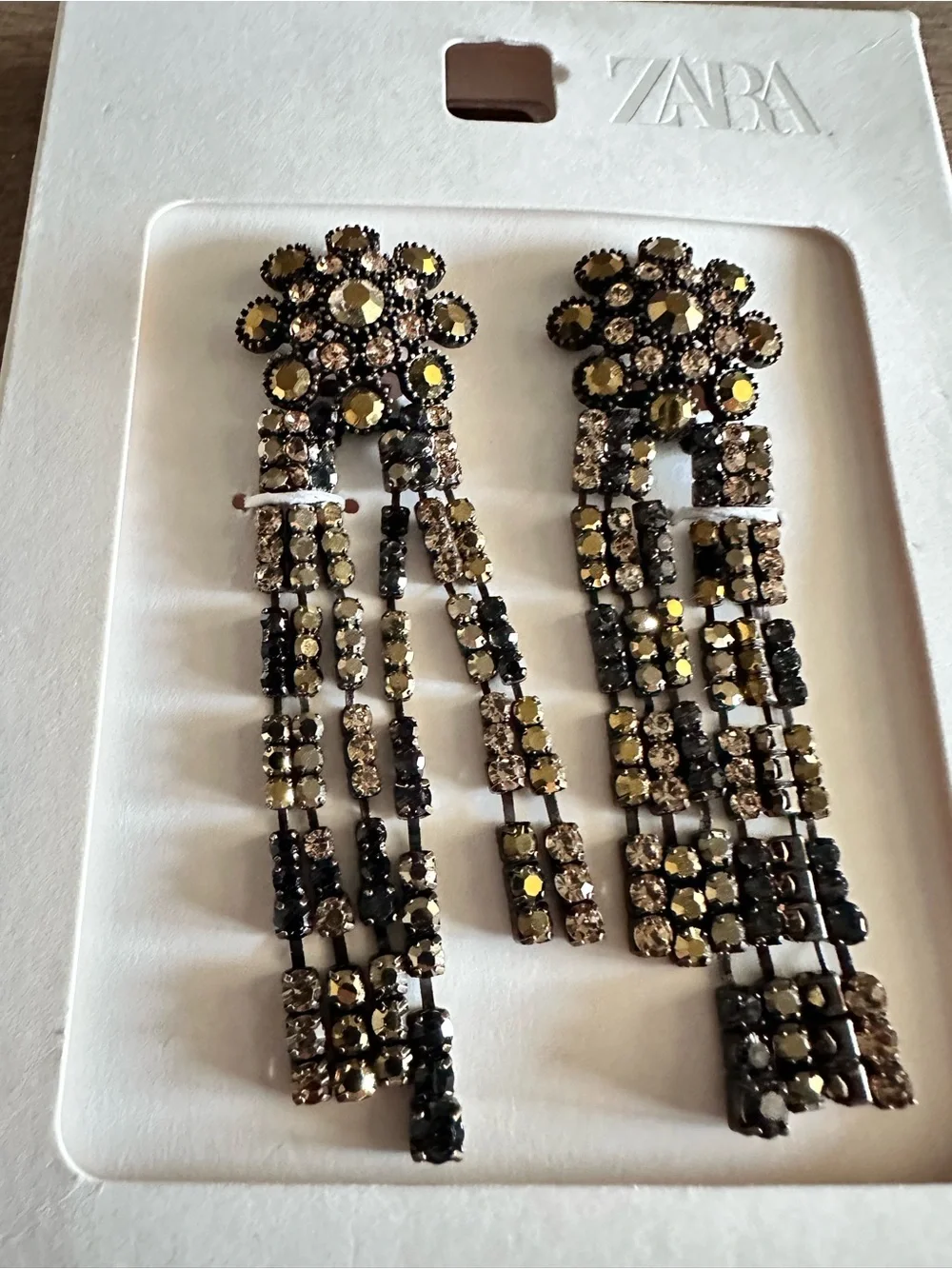Zara Floral Crystal Drop Earrings